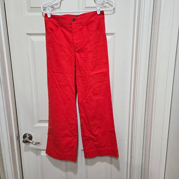 J.Crew Red Wide Leg Crop Pants Linen Blend High Rise 25 - Picture 11 of 11